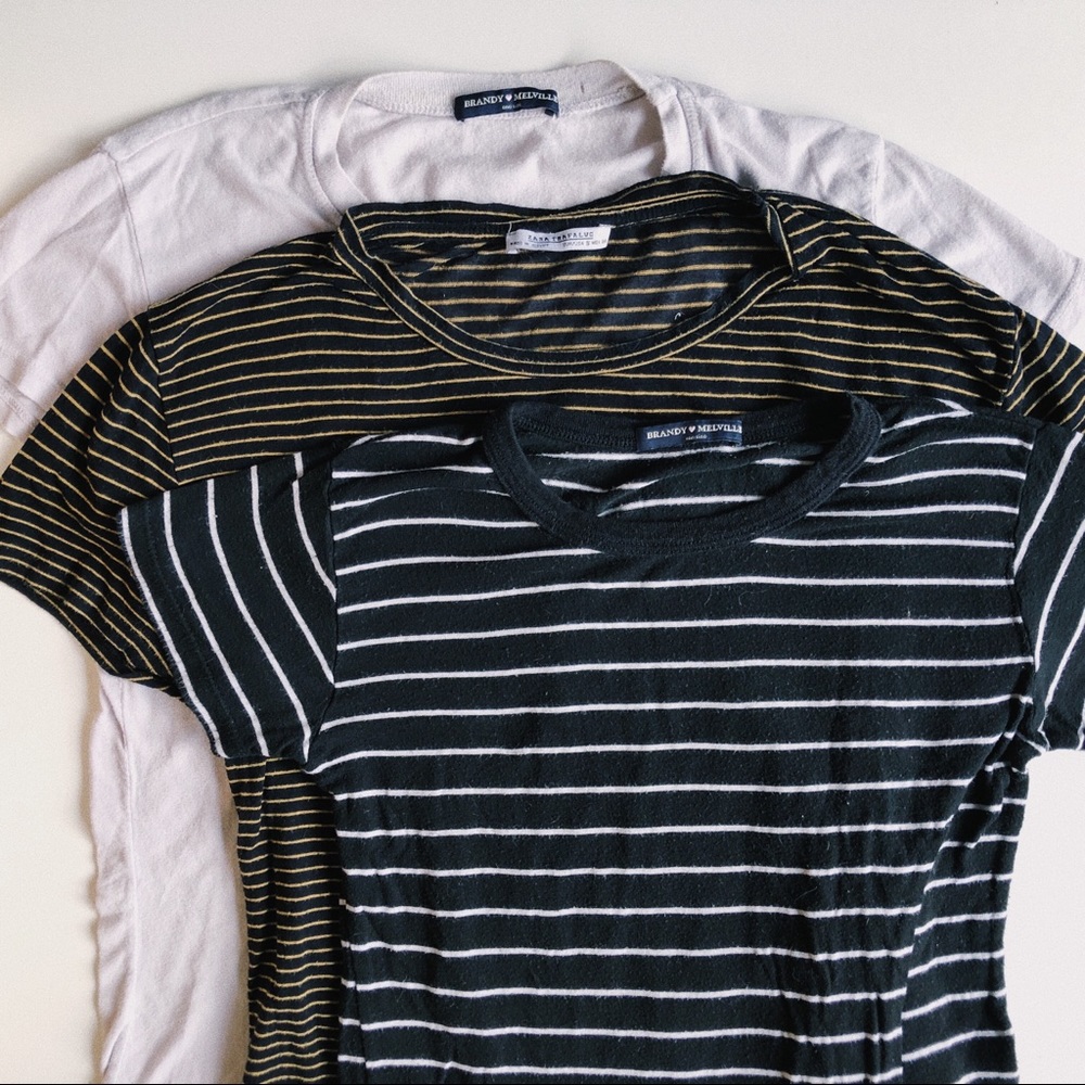 Lot / set of 3 soft thin shirts Zara brandy